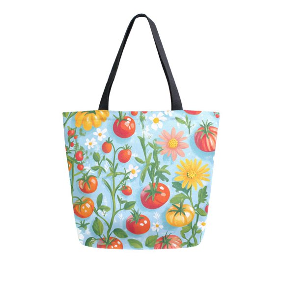 FORMRS Womens Canvas Tote Bag with Zipper Inner Pocket Shoulder Handbag, Various Tomatoes