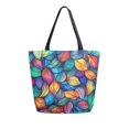 thumbnail image 1 of FORMRS Womens Canvas Tote Bag with Zipper Inner Pocket Shoulder Handbag, Vibrant Art Leaves Pattern, 1 of 7