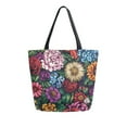 thumbnail image 1 of FORMRS Womens Canvas Tote Bag with Zipper Inner Pocket Shoulder Handbag, Vibrant Flowers Pattern, 1 of 7