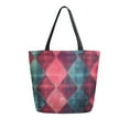 thumbnail image 1 of FORMRS Womens Canvas Tote Bag with Zipper Inner Pocket Shoulder Handbag, Vibrant Green Tartan Pattern, 1 of 7