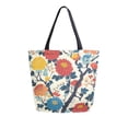 thumbnail image 1 of FORMRS Womens Canvas Tote Bag with Zipper Inner Pocket Shoulder Handbag, Vibrant Japanese Flowers, 1 of 7