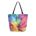 thumbnail image 1 of FORMRS Womens Canvas Tote Bag with Zipper Inner Pocket Shoulder Handbag, Vibrant Leaves Pattern, 1 of 7