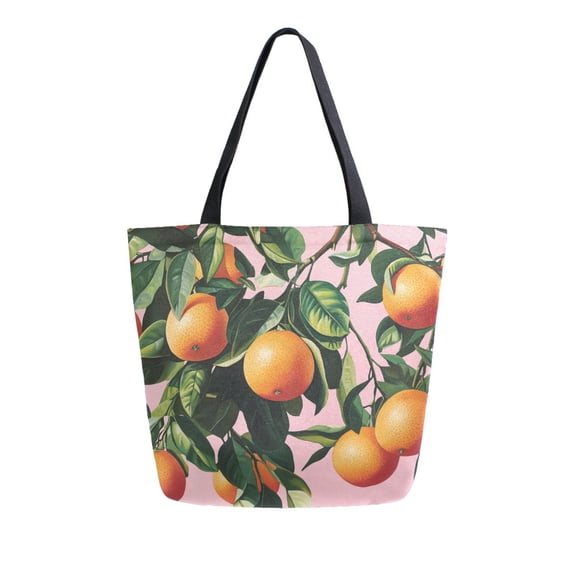 FORMRS Womens Canvas Tote Bag with Zipper Inner Pocket Shoulder Handbag, Vibrant Oranges