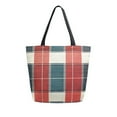 thumbnail image 1 of FORMRS Womens Canvas Tote Bag with Zipper Inner Pocket Shoulder Handbag, Vibrant Red Tartan Pattern, 1 of 7