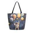 thumbnail image 1 of FORMRS Womens Canvas Tote Bag with Zipper Inner Pocket Shoulder Handbag, Watercolor Astronaut, 1 of 7