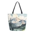 thumbnail image 1 of FORMRS Womens Canvas Tote Bag with Zipper Inner Pocket Shoulder Handbag, Watercolor Mountatin, 1 of 7