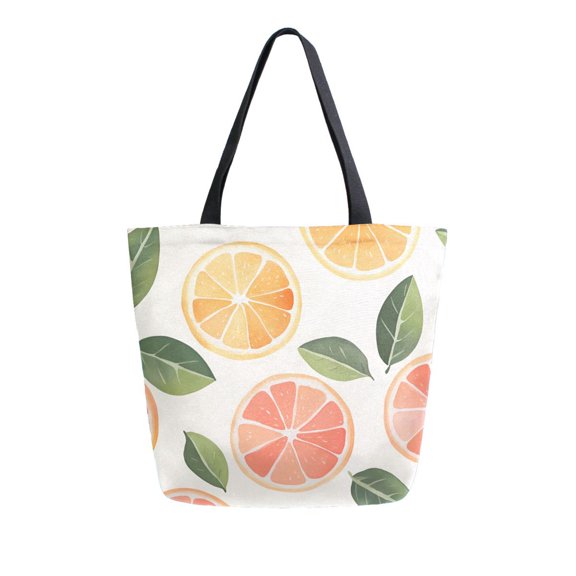 FORMRS Womens Canvas Tote Bag with Zipper Inner Pocket Shoulder Handbag, Watercolor Orange