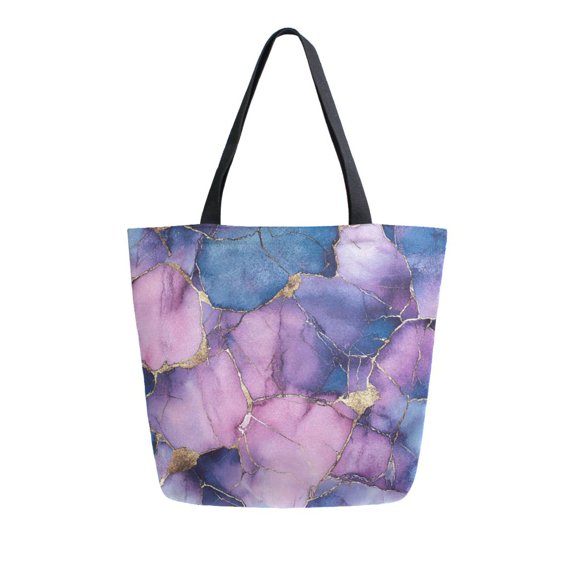 FORMRS Womens Canvas Tote Bag with Zipper Inner Pocket Shoulder Handbag, Watercolor Pink Marble Pattern