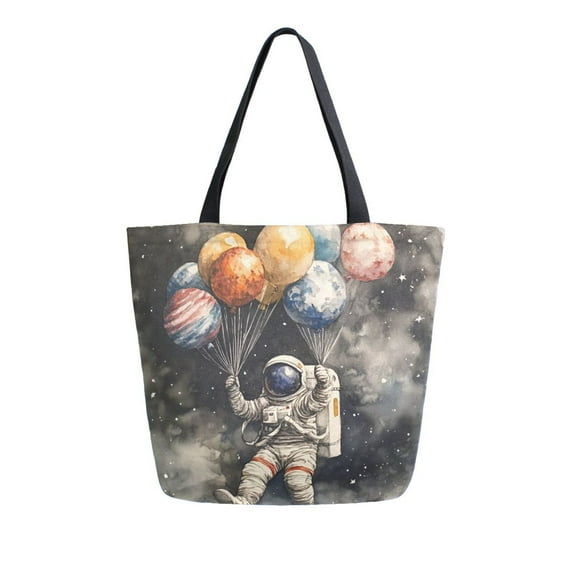 FORMRS Womens Canvas Tote Bag with Zipper Inner Pocket Shoulder Handbag, Watercolor Space