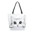 thumbnail image 1 of FORMRS Womens Canvas Tote Bag with Zipper Inner Pocket Shoulder Handbag, White Cat, 1 of 7