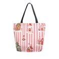 thumbnail image 1 of FORMRS Womens Canvas Tote Bag with Zipper Inner Pocket Shoulder Handbag, White Gingerbread Houses, 1 of 7