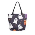 thumbnail image 1 of FORMRS Womens Canvas Tote Bag with Zipper Inner Pocket Shoulder Handbag, White Halloween Ghosts, 1 of 7