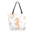 thumbnail image 1 of FORMRS Womens Canvas Tote Bag with Zipper Inner Pocket Shoulder Handbag, White Seahorse, 1 of 7