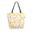 thumbnail image 1 of FORMRS Womens Canvas Tote Bag with Zipper Inner Pocket Shoulder Handbag, White Stars Pattern, 1 of 7