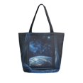 thumbnail image 1 of FORMRS Womens Canvas Tote Bag with Zipper Inner Pocket Shoulder Handbag, Window Earth, 1 of 7