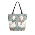 thumbnail image 1 of FORMRS Womens Canvas Tote Bag with Zipper Inner Pocket Shoulder Handbag, Winter Goose Scarves, 1 of 7