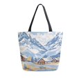 thumbnail image 1 of FORMRS Womens Canvas Tote Bag with Zipper Inner Pocket Shoulder Handbag, Winter Mountain, 1 of 7
