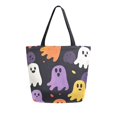 thumbnail image 1 of FORMRS Womens Canvas Tote Bag with Zipper Inner Pocket Shoulder Handbag, Yellow Halloween Ghosts, 1 of 7