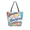 thumbnail image 1 of FORMRS Womens Canvas Tote Bag with Zipper Inner Pocket Shoulder Handbag, Yellow Sardines Pattern, 1 of 7