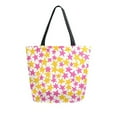 thumbnail image 1 of FORMRS Womens Canvas Tote Bag with Zipper Inner Pocket Shoulder Handbag, Yellow Stars Pattern, 1 of 7
