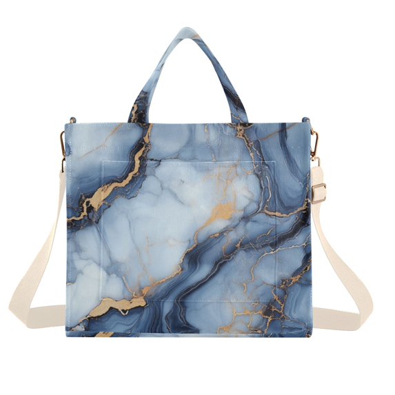 FORMRS Womens Corduroy Tote Bag Crossbody Shoulder Handbag with Pocket, Abstract Marble Pattern