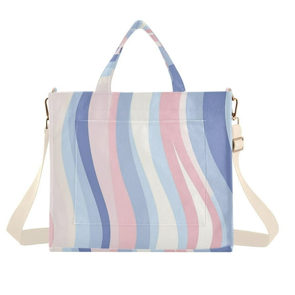 FORMRS Womens Corduroy Tote Bag Crossbody Shoulder Handbag with Pocket, Abstract Pink