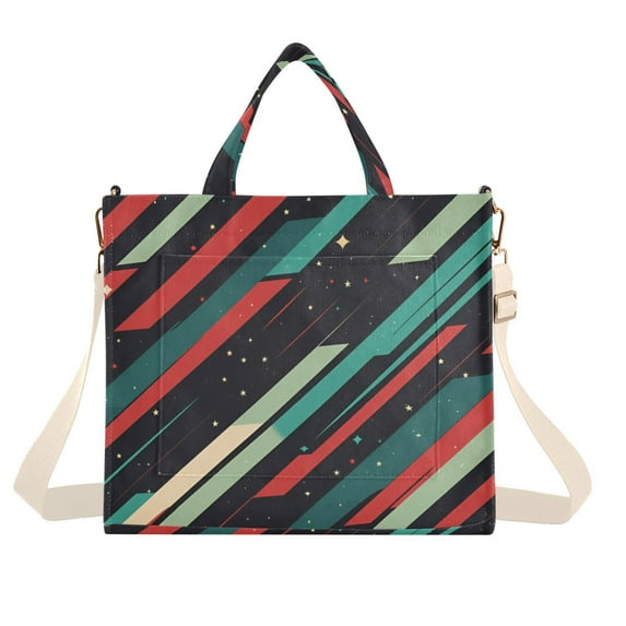 FORMRS Womens Corduroy Tote Bag Crossbody Shoulder Handbag with Pocket, Abstract Stripes