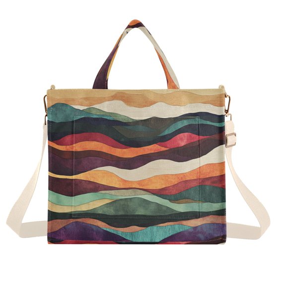 FORMRS Womens Corduroy Tote Bag Crossbody Shoulder Handbag with Pocket, Artistic Desert Pattern