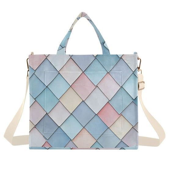 FORMRS Womens Corduroy Tote Bag Crossbody Shoulder Handbag with Pocket, Beige Art Pattern