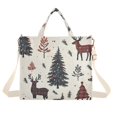 thumbnail image 1 of FORMRS Womens Corduroy Tote Bag Crossbody Shoulder Handbag with Pocket, Beige Christmas Forest, 1 of 7