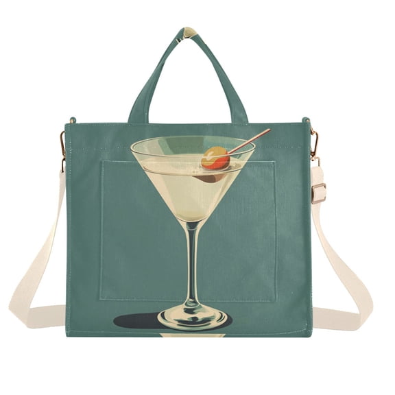 FORMRS Womens Corduroy Tote Bag Crossbody Shoulder Handbag with Pocket, Beige Martini