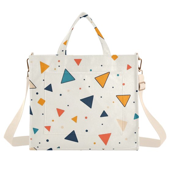 FORMRS Womens Corduroy Tote Bag Crossbody Shoulder Handbag with Pocket, Beige Simple Shapes