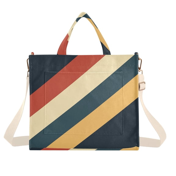 FORMRS Womens Corduroy Tote Bag Crossbody Shoulder Handbag with Pocket, Beige Stripes