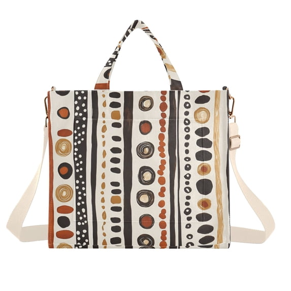 FORMRS Womens Corduroy Tote Bag Crossbody Shoulder Handbag with Pocket, Black Abstract Dots
