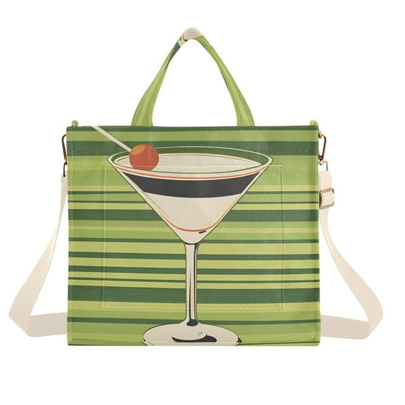 FORMRS Womens Corduroy Tote Bag Crossbody Shoulder Handbag with Pocket, Black Martini