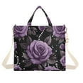 thumbnail image 1 of FORMRS Womens Corduroy Tote Bag Crossbody Shoulder Handbag with Pocket, Black Roses, 1 of 7