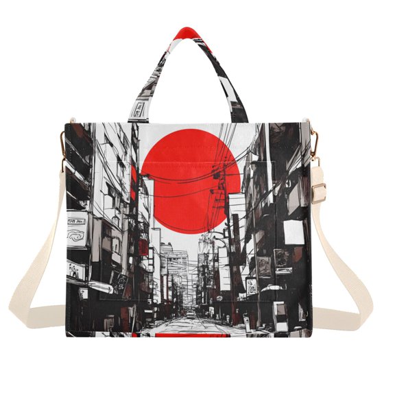 FORMRS Womens Corduroy Tote Bag Crossbody Shoulder Handbag with Pocket, Black Streets