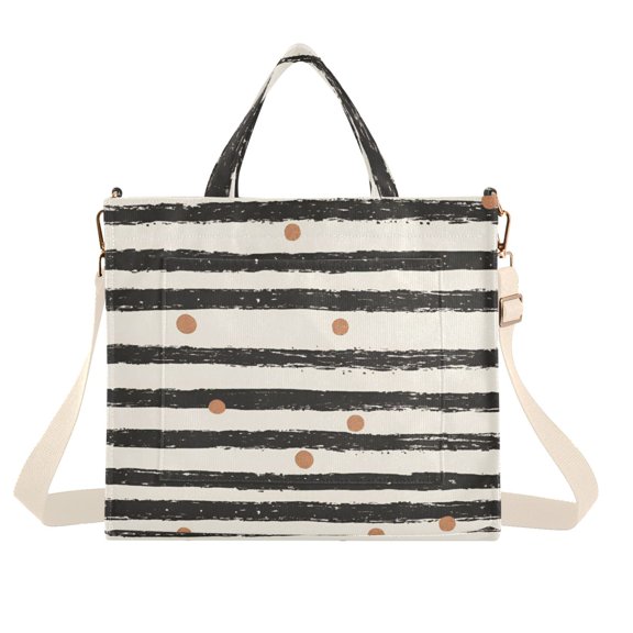 FORMRS Womens Corduroy Tote Bag Crossbody Shoulder Handbag with Pocket, Black Stripes