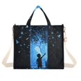 thumbnail image 1 of FORMRS Womens Corduroy Tote Bag Crossbody Shoulder Handbag with Pocket, Blue Butterfly, 1 of 7