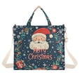 thumbnail image 1 of FORMRS Womens Corduroy Tote Bag Crossbody Shoulder Handbag with Pocket, Blue Christmas Santa, 1 of 7