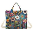 thumbnail image 1 of FORMRS Womens Corduroy Tote Bag Crossbody Shoulder Handbag with Pocket, Blue Colorful Flowers, 1 of 7