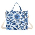 thumbnail image 1 of FORMRS Womens Corduroy Tote Bag Crossbody Shoulder Handbag with Pocket, Blue Floral Pattern, 1 of 7