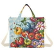 thumbnail image 1 of FORMRS Womens Corduroy Tote Bag Crossbody Shoulder Handbag with Pocket, Blue Floral Tomatoes, 1 of 7