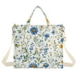 thumbnail image 1 of FORMRS Womens Corduroy Tote Bag Crossbody Shoulder Handbag with Pocket, Blue Floral, 1 of 7