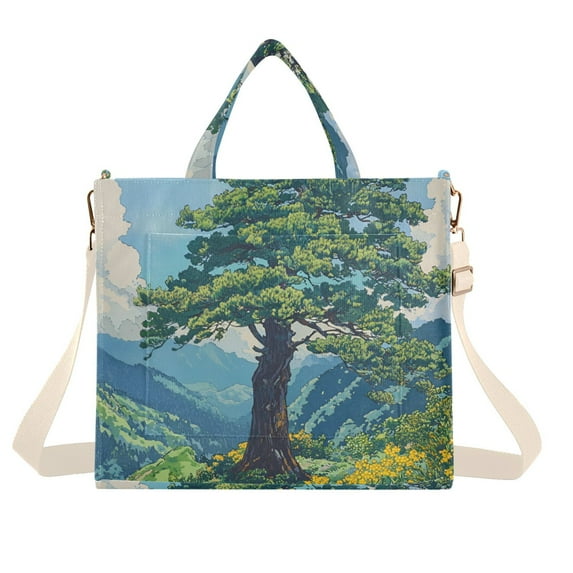 FORMRS Womens Corduroy Tote Bag Crossbody Shoulder Handbag with Pocket, Blue Mountain