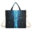 thumbnail image 1 of FORMRS Womens Corduroy Tote Bag Crossbody Shoulder Handbag with Pocket, Blue Tree, 1 of 7
