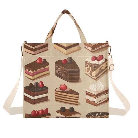 FORMRS Womens Corduroy Tote Bag Crossbody Shoulder Handbag with Pocket, Brown Cakes