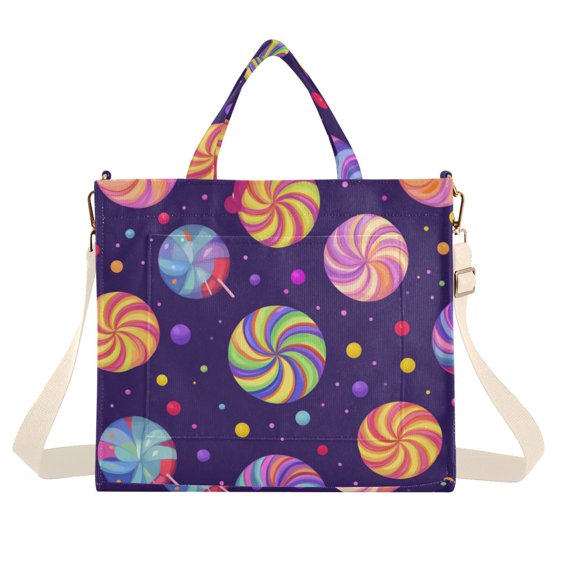 FORMRS Womens Corduroy Tote Bag Crossbody Shoulder Handbag with Pocket, Candy Cosmic Swirls