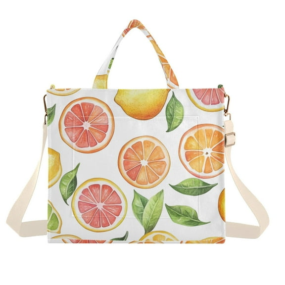 FORMRS Womens Corduroy Tote Bag Crossbody Shoulder Handbag with Pocket, Candy Orange