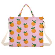 FORMRS Womens Corduroy Tote Bag Crossbody Shoulder Handbag with Pocket, Cartoon Oranges